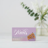 Nail Tech, Nail Salon Paars Elegant Visitekaartje (Staand voorkant)