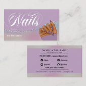 Nail Tech, Nail Salon Paars Elegant Visitekaartje (Voorkant / Achterkant)