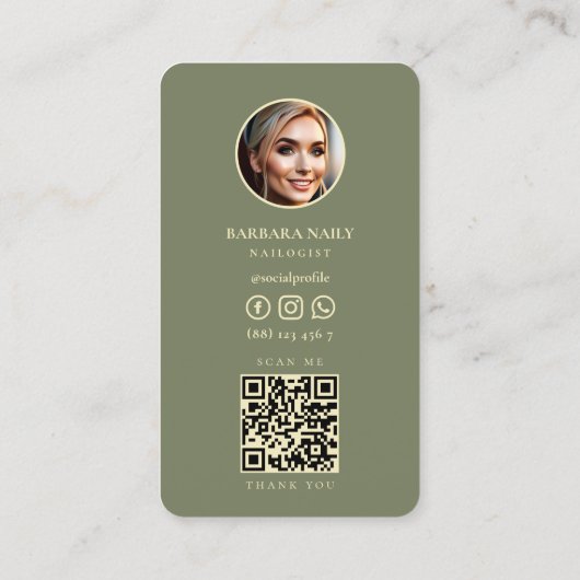 Nail Tech Nail Salon Salon Sage Minimal Visitekaartje (Achterkant)