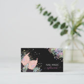 Nail Tech Nail Shop Holographic Glitter Hands Logo Visitekaartje (Staand voorkant)