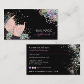 Nail Tech Nail Shop Holographic Glitter Hands Logo Visitekaartje (Voorkant / Achterkant)
