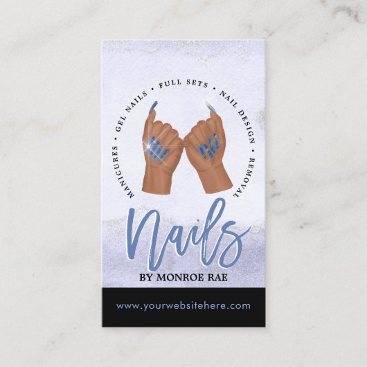 Nail Tech/Nails Salon Blue Glam Visitekaartje (Voorkant)