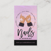 Nail Tech/Nails Salon Peach roze zwart glam Visitekaartje (Voorkant)