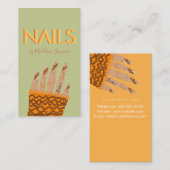 Nail Tech Oranje Triple Lettering Hands Visitekaartje (Voorkant / Achterkant)