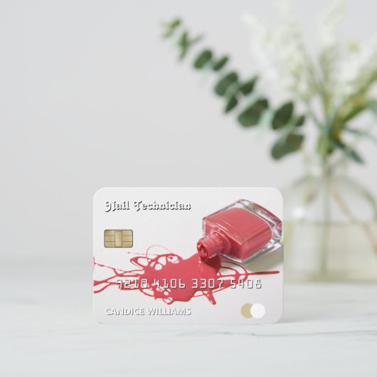 Nail Tech Polish Credit Debit Visitekaartje (Staand voorkant)