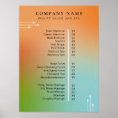 Nail Tech Prijs Menu Lijst Holografische Gradiënt Poster (Voorkant)