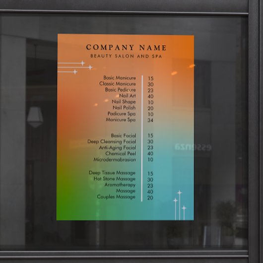 Nail Tech Prijs Menu Lijst Holografische Gradiënt Poster