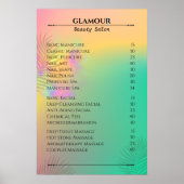 Nail Tech prijslijst Kleurrijke Abstracte Waterver Poster (Voorkant)