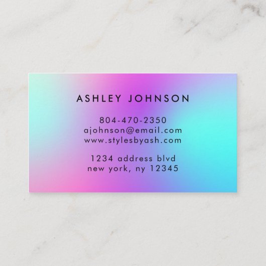 Nail Tech Professional Modern Neon Roze & Blauw Visitekaartje (Achterkant)