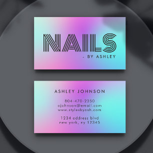 Nail Tech Professional Modern Neon Roze & Blauw Visitekaartje