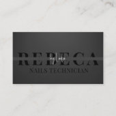 Nail Tech Professional Salon Grijs Typografie Visitekaartje (Voorkant)