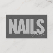 Nail Tech Professional Salon Grijs Typografie Visitekaartje (Voorkant)