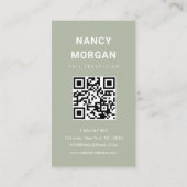 Nail Tech Qr Code Photo Sage Green  Visitekaartje (Achterkant)