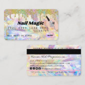 Nail Tech Rainbow Holographic Glitter Drip Credit Visitekaartje (Voorkant / Achterkant)