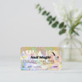 Nail Tech Rainbow Holographic Glitter Drip Credit Visitekaartje (Staand voorkant)