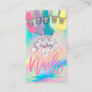 Nail Tech Rainbow Poland Hand Logo Nail Salon Bus Visitekaartje