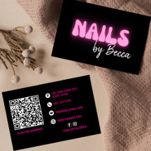 Nail Tech Retro Roze Neon QR Code Trendy