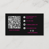 Nail Tech Retro Roze Neon QR Code Trendy Visitekaartje (Achterkant)