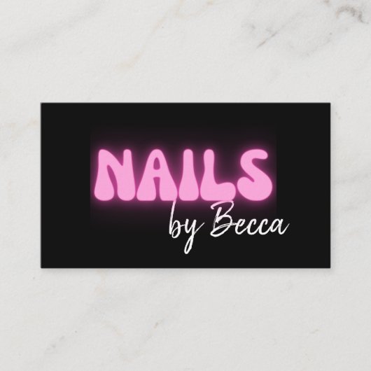 Nail Tech Retro Roze Neon QR Code Trendy Visitekaartje (Voorkant)