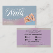 Nail Tech & Salon Blue Rainbow Metallic Elegant Bu Visitekaartje (Voorkant / Achterkant)