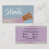 Nail Tech & Salon Blue Rainbow Metallic Elegant Visitekaartje (Voorkant / Achterkant)