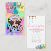 Nail Tech Salon Hands & Diamonds Logo Holographic Visitekaartje (Voorkant / Achterkant)
