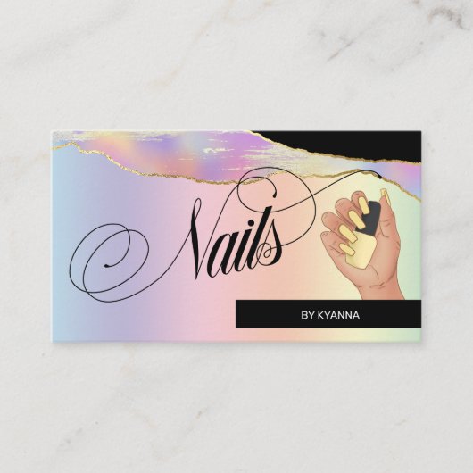 Nail Tech/Salon - Holografisch deegboek, Logo Visitekaartje (Voorkant)