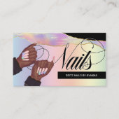 Nail Tech/Salon Holographic Rainbow - Aangepaste L Visitekaartje (Voorkant)