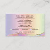 Nail Tech/Salon Holographic Rainbow Custom Logo Visitekaartje (Achterkant)