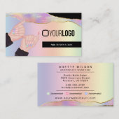Nail Tech/Salon Holographic Rainbow Custom Logo Visitekaartje (Voorkant / Achterkant)
