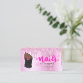 Nail Tech Salon Pink Diamond Driving Glitter Visitekaartje (Staand voorkant)