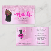 Nail Tech Salon Pink Diamond Driving Glitter Visitekaartje (Voorkant / Achterkant)