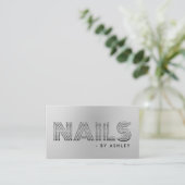 Nail Tech Salon Zilver Modern Professional Visitekaartje (Staand voorkant)