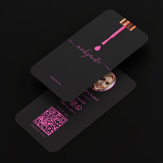 Nail Tech Script Roze Nagellak Salon Minimaal Visitekaartje