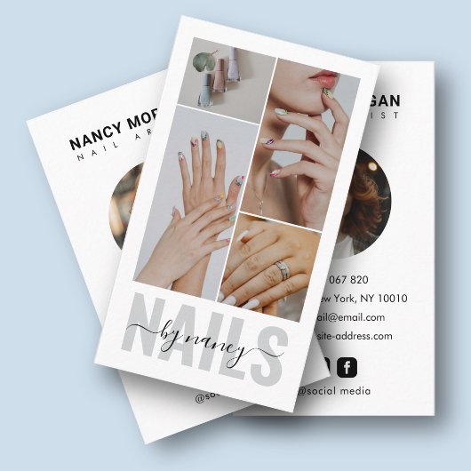 Nail Tech Script Typografie 4 foto Collage Visitekaartje