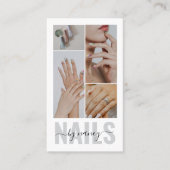 Nail Tech Script Typografie 4 foto Collage Visitekaartje (Voorkant)