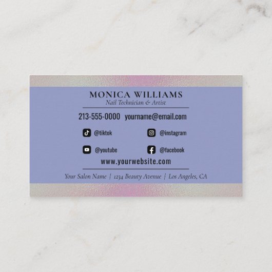 Nail Tech Simple Elegant Visitekaartje (Achterkant)