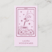 Nail Tech Tarot Kaart Theme Pink Visitekaartje (Voorkant)