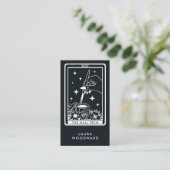 Nail Tech Tarot Kaart Theme Zwart Visitekaartje (Staand voorkant)