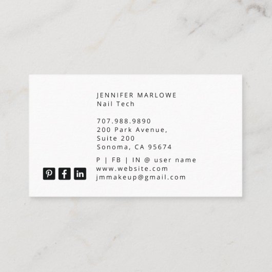 Nail Tech Tarot Kaart Visitekaartje (Achterkant)