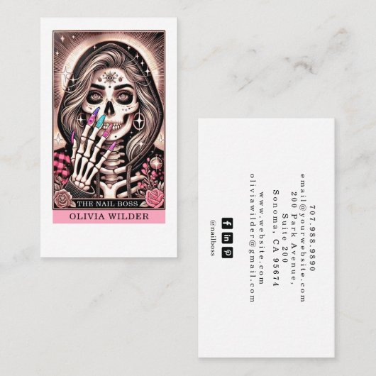 Nail Tech Tarot Kaart Visitekaartje (Voorkant / Achterkant)