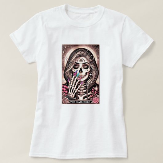 Nail Tech Tarot Kaart Visitekaartje T-shirt (Design voorkant)