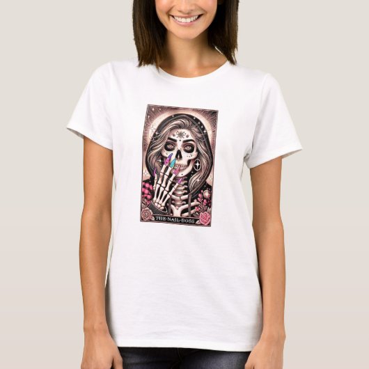 Nail Tech Tarot Kaart Visitekaartje T-shirt (Voorkant)