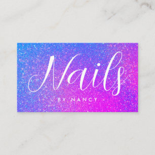 Nail Tech Typography Paarse holografische glitter Visitekaartje