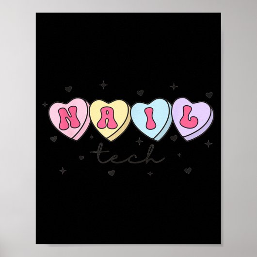 Nail Tech Valentine's Day Heart Manicurist Cosmeto Poster (Voorkant)