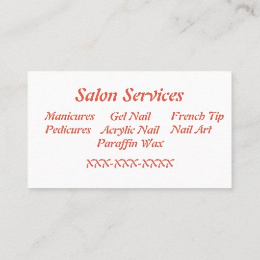 Nail Tech Visitekaartje (Achterkant)