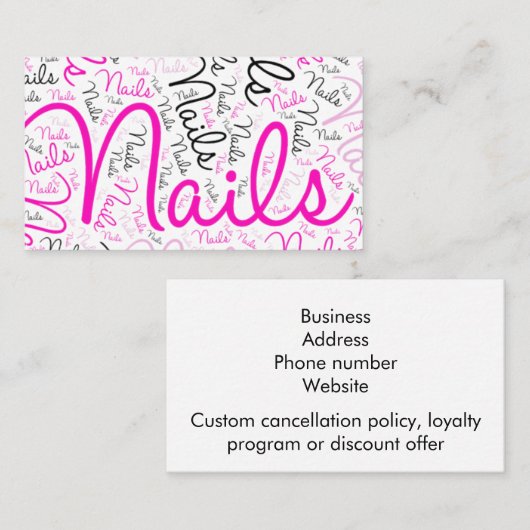 Nail tech-visitekaartje visitekaartje (Voorkant / Achterkant)