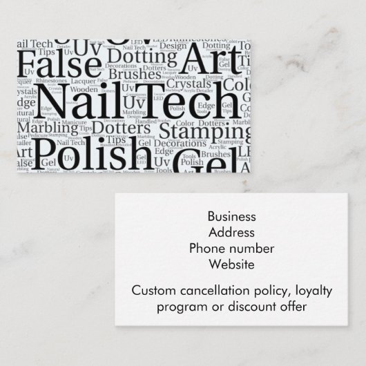 Nail tech-visitekaartje visitekaartje (Voorkant / Achterkant)
