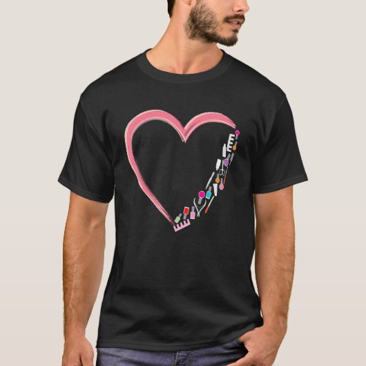 Nail Tech Werk Uniform Nagellak Hart T-shirt (Voorkant)