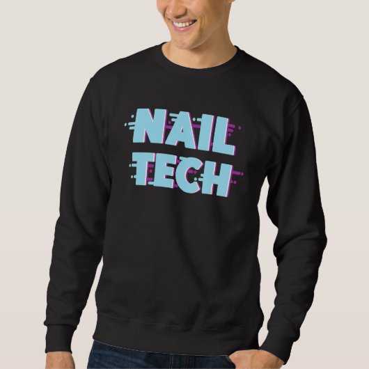Nail Tech Work Uniform Nail Poolse Glitch Retro Trui (Voorkant)